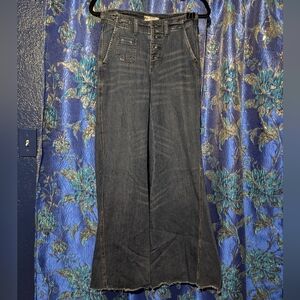 Free People Wide Leg Bell Bottom Button Fly Jeans